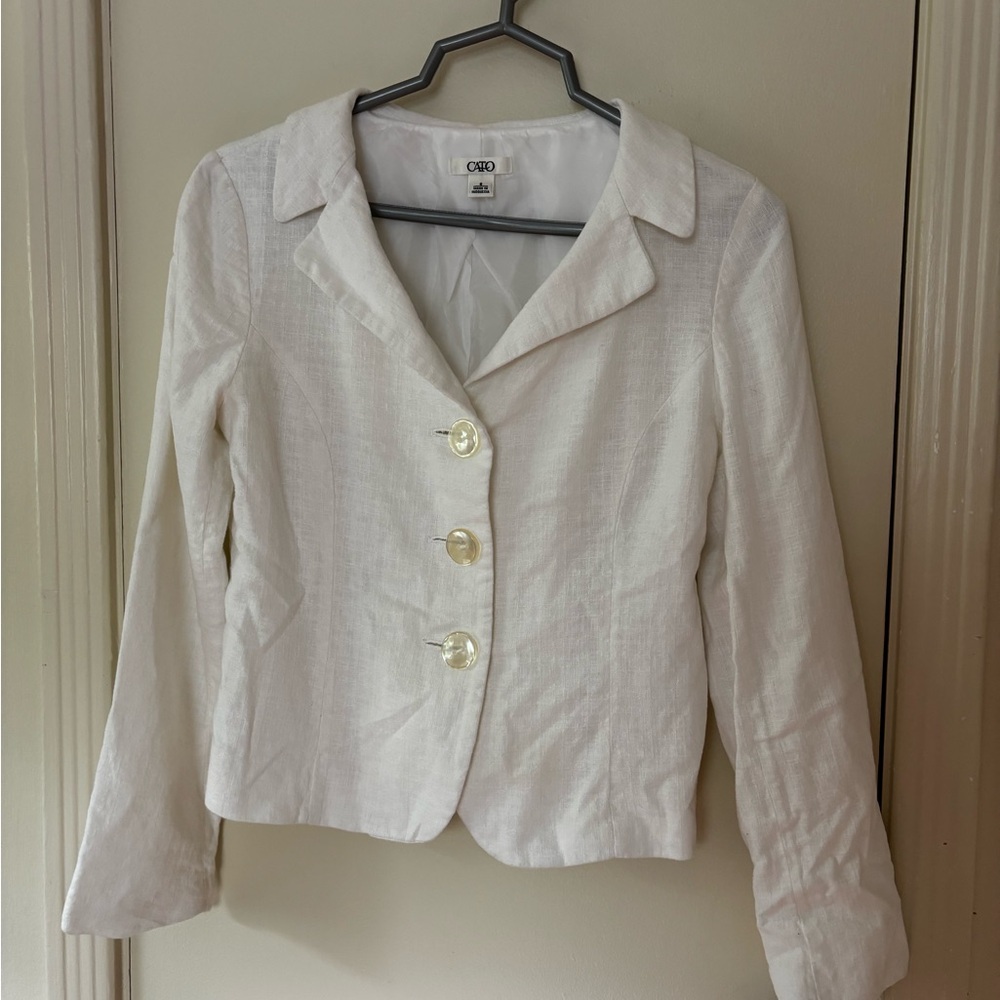 Vintage White Women's Button Blazer Jacket
